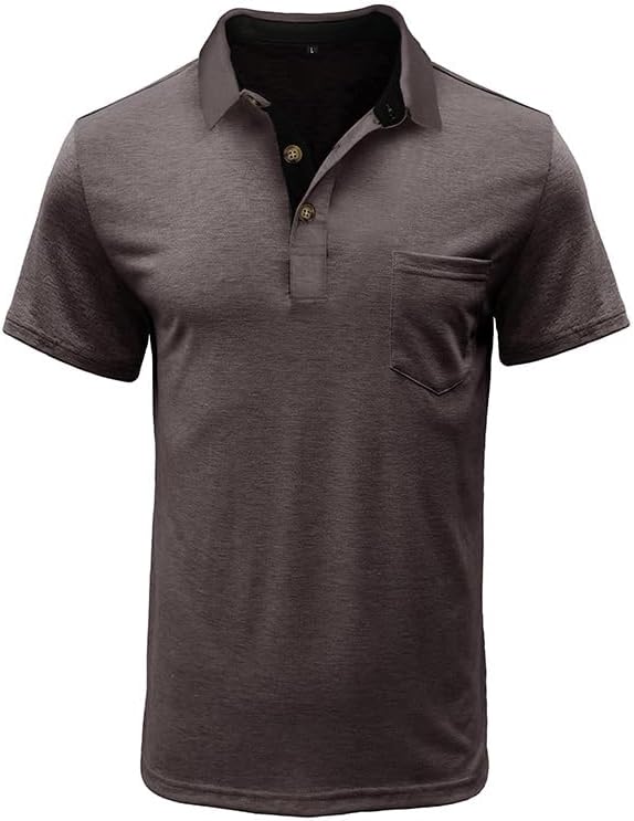 Classic Men's Short Sleeve Polo Shirt Solid Color Casual Golf Top