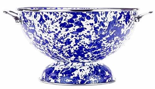 5 Quart Large Enamelware Colander with Stainless Steel Rim