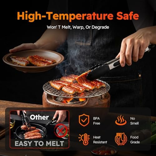 HST Tongs for Cooking with Silicone Tips 3 Pack, Kitchen Tongs