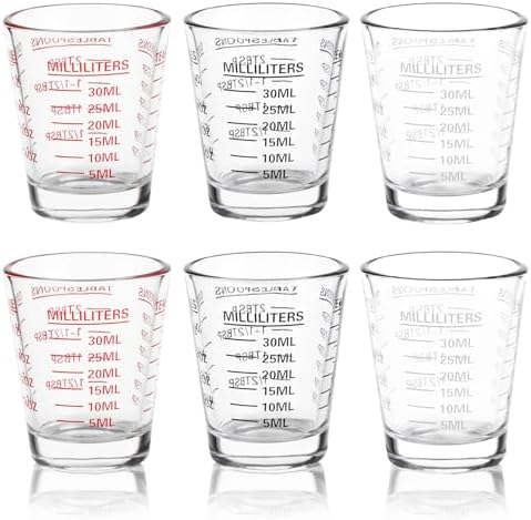 Shot Glass Measuring Cup Set, 6 Pack Espresso Shot Glasses