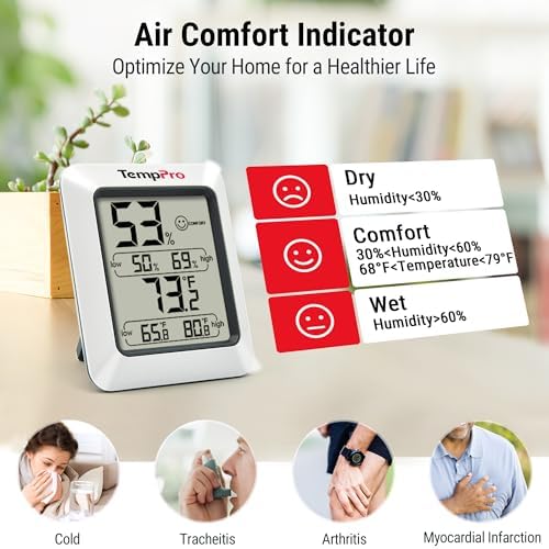 TempPro TempAir Digital Hygrometer Indoor Thermometer Room Thermometer
