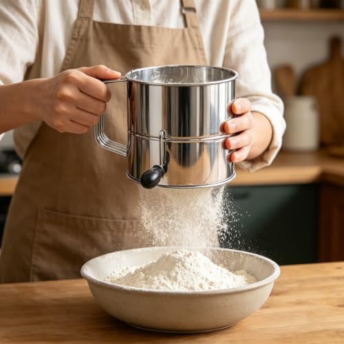 8 Cup Flour Sifter, Professional Stainless Steel Flour Sifter