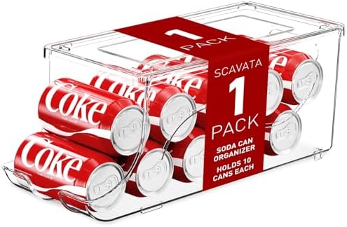 SCAVATA Stackable Refrigerator Organizer, Soda Can Dispenser Pop Cans Container