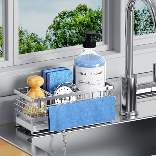 Metal Kitchen Sink Sponge Holder, Countertop Sink Caddy