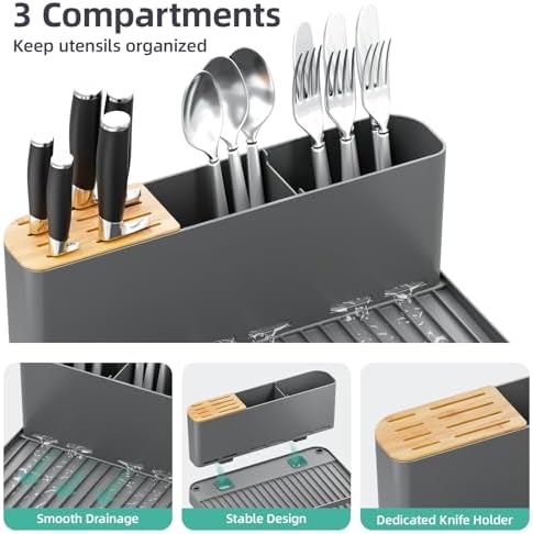 Urackify Extendable Dish Drying Rack, 18.5"-26.7" L x 12.7" W