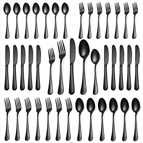 20 Pcs Black Silverware Set, Stainless Steel Flatware Set