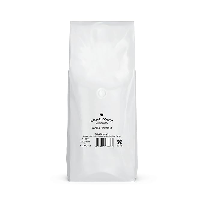 Cameron's Coffee Roasted Whole Bean Coffee, Flavored, Vanilla Hazelnut, 4 Pound