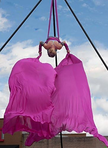 DASKING Aerial Silks Starter Kit - Durable 11Yards of Aerial Yoga Hammock with Hardware, Aerial Swing for Acrobatic Flying Yoga & All Levels (Aerial Rigging Point Up to 14ft)