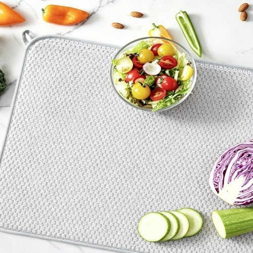 3 Pcs Extra Large Size Dish Drying Mat, Absorbent Microfiber Dishes Drainer Mats
