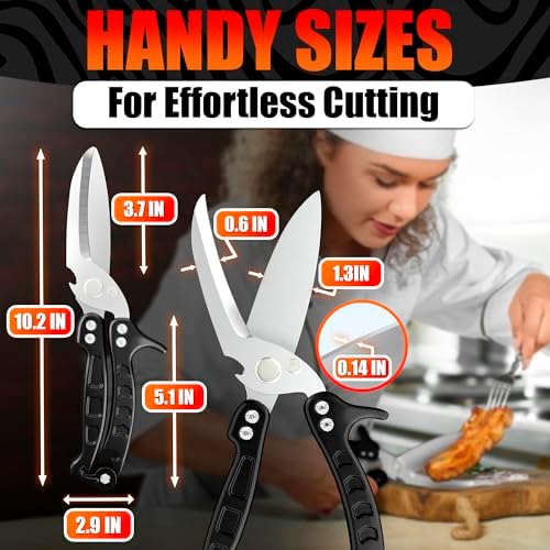 Kitchen Shears Heavy Duty, Safety Lock, Stainless Steel