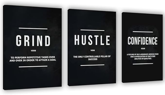 Yetaryy Motivational Poster Inspirational Wall Art 3 Pieces Canvas Painting Lion Artwork for Living Room Office Modern Home Decor Prints Pictures Wall Decor Framed Ready to Hang [36''Wx 16''H]