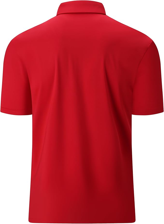 Men's Athletic Moisture-Wicking Solid Golf Polo Shirt