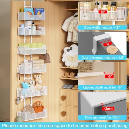 Hongtamoya Over The Door Organizer, Metal Hanging Door Organizer