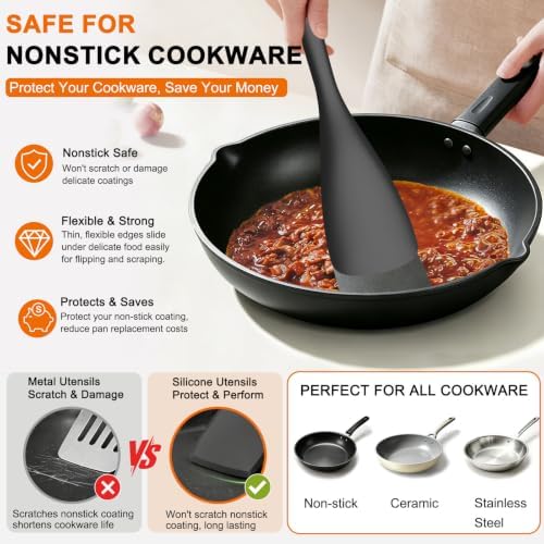 Beijiyi 4 Pack Silicone Spatula Set, High Heat Resistant,
