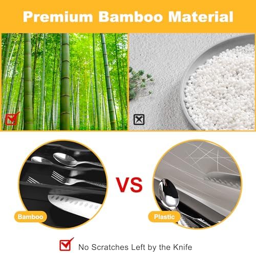 Kitchen Bamboo Silverware Organizer, Kitchen Drawer Organizer