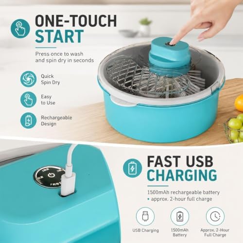 2026 Upgraded Fruit Cleaner Spinner, Fruit Washer Spinner Bowl, Electric Salad