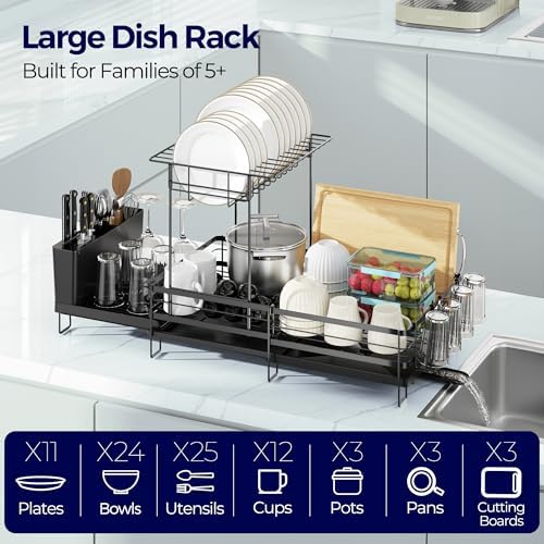 Large Dish Drying Rack, Expandable Dish Rack