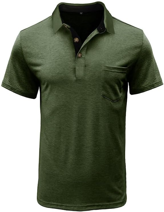 Men's Classic Cotton Polo Shirt Short Sleeve Button Golf Tee
