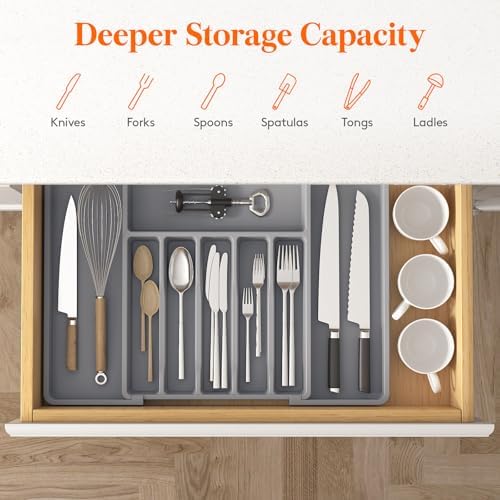 Lifewit Extra Large Silverware Drawer Organizer, Expandable Utensil Tray
