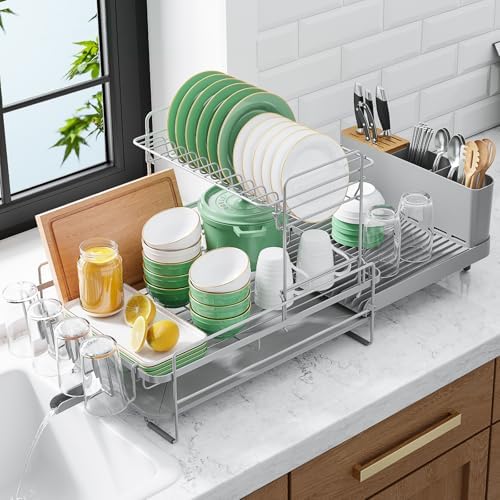 Kitsure Extendable Dish Drying Rack, 19.2"-26.7" L x 12.9" W