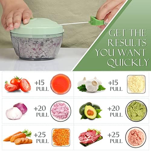 Ourokhome Manual Food Processor Vegetable Chopper, Portable Hand Pull String