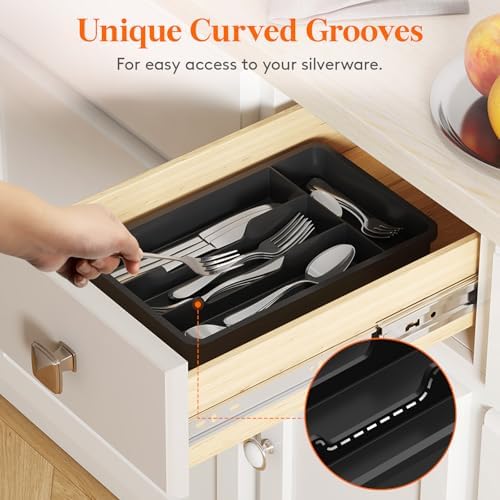 Lifewit Silverware Drawer Organizer Tray, Cutlery Storage