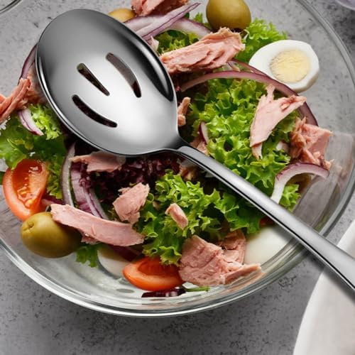 4 PCS Serving Spoons Set, Include 2 Large, 2 Slotted
