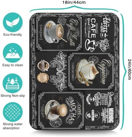 Coffee Bar Mat Accessories for Countertop Super Absorbent Anti-Slip Silicone