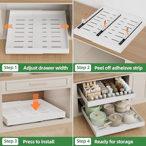 PAKETA 2 Pack Expandable Pull Out Cabinet Organizer
