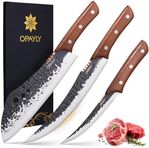 OPAYLY Hand-Forged Butcher & Carving Knife Set