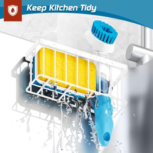 MURLONG Sponge Holder for Kitchen Sink, Sink Caddy Organizer-White