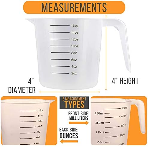 U.S. Kitchen Supply Plastic Measuring Cups - 16 oz