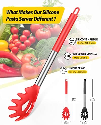 Silicone Pasta Fork, Kitchen Noodle Spoon Server, 2 Pack