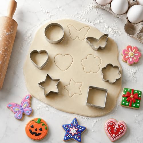 6-Pack Cookie Cutters, Flower Star Heart Circle Square Butterfly