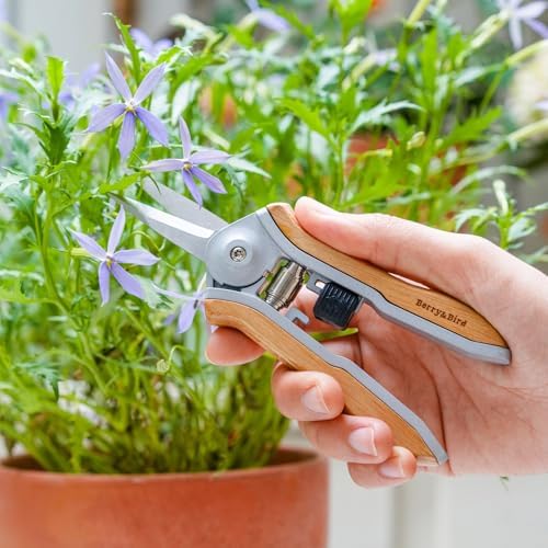 Berry&Bird Mini Pruning Shears for Gardening Straight Blades Hand Pruners