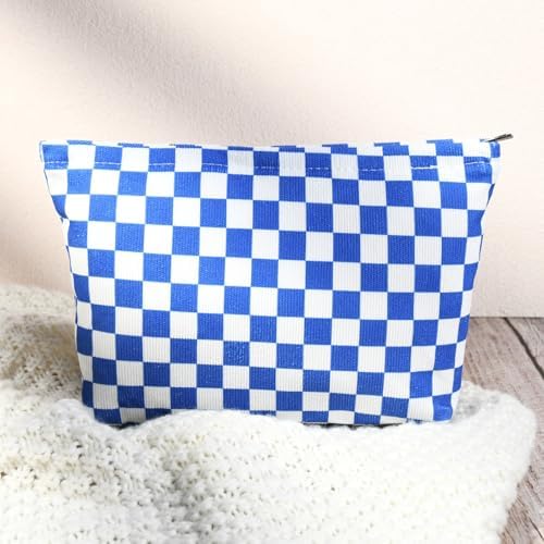 SOIDRAM 2 Pcs Checkered Makeup Bag Large Cosmetic Bag Toiletry Bag Makeup Pouch