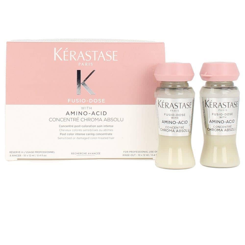 Ten 0.4 oz vials of Kerastase Fusio-Dose Concentre Chroma Absolu hair treatment for color-treated hair.