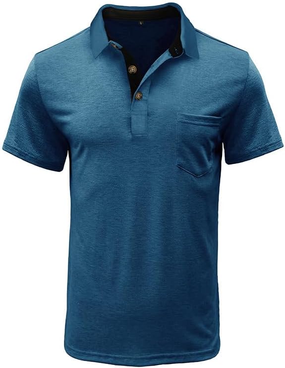 Classic Men's Casual Polo Shirt Solid Color Cotton Golf Top