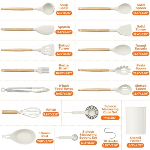 33Pcs Kitchen Utensils Set Silicone Cooking Utensils Set