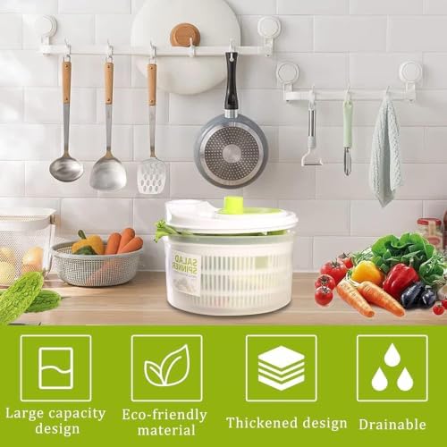 3L MANUAL SALAD SPINNER, PLASTIC LETTUCE VEGETABLE STRAINER BASKET