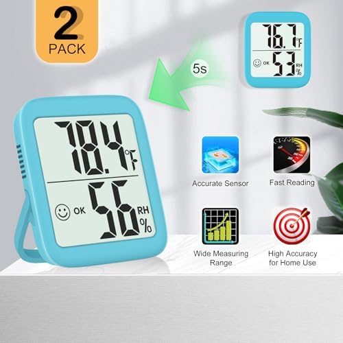 Antonki 2 Pack Room Thermometer Indoor Hygrometer