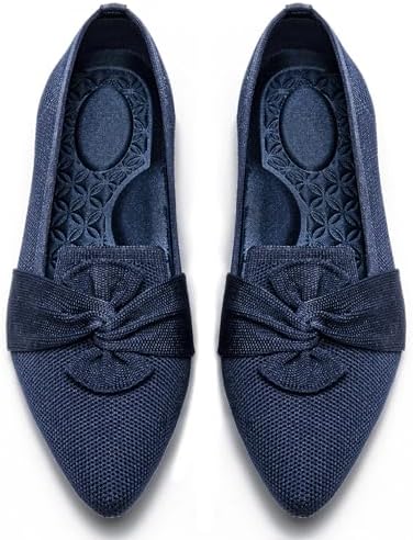 HONHOLD Women's Pointed Toe Flats Breathable Knit Ballet Flats