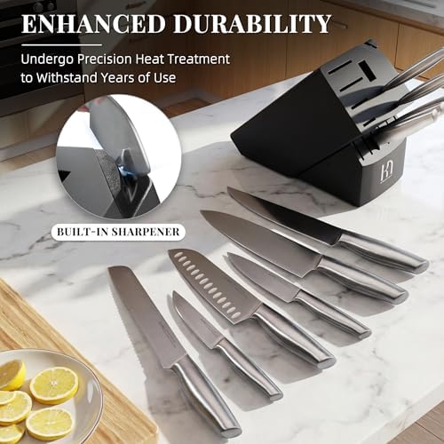 KnifeSaga 14 Pcs Knife Block Set, Razor Sharp, Japanese Steel