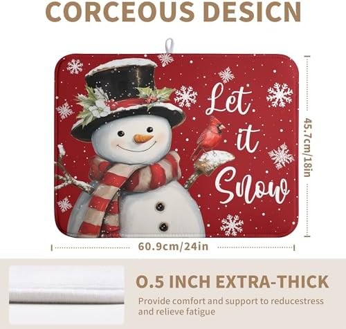 Snowman Christmas Dish Drying Mat Winter Drying Mats