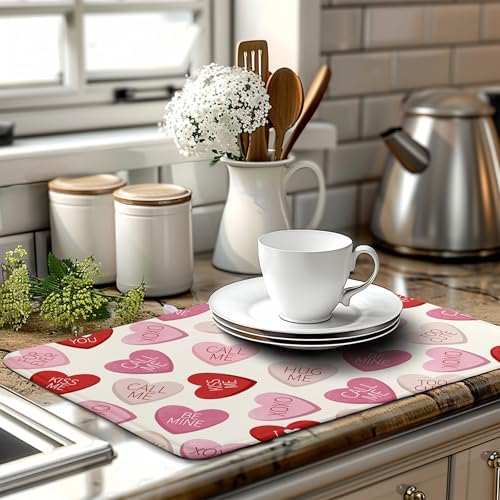 Valentine Love Heart Dish Drying Mat
