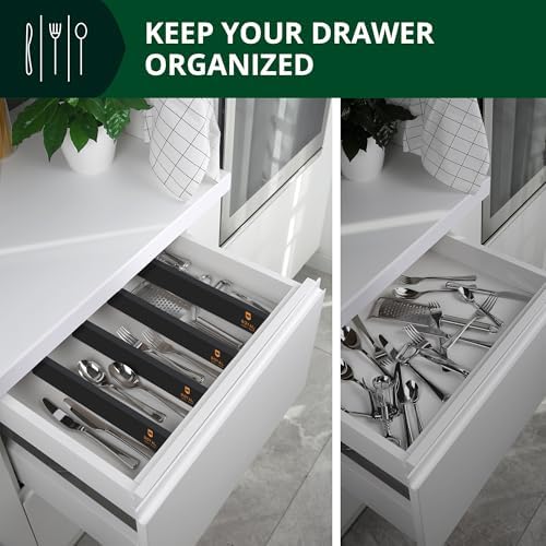 Bamboo Drawer Dividers Organizers, Adjustable Drawer Separator Splitters