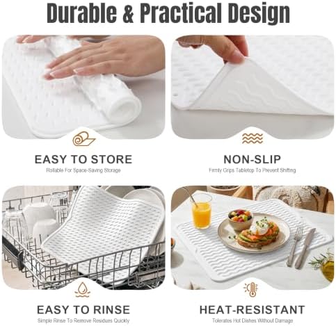 2 Pack Silicone Dish Drying Mat