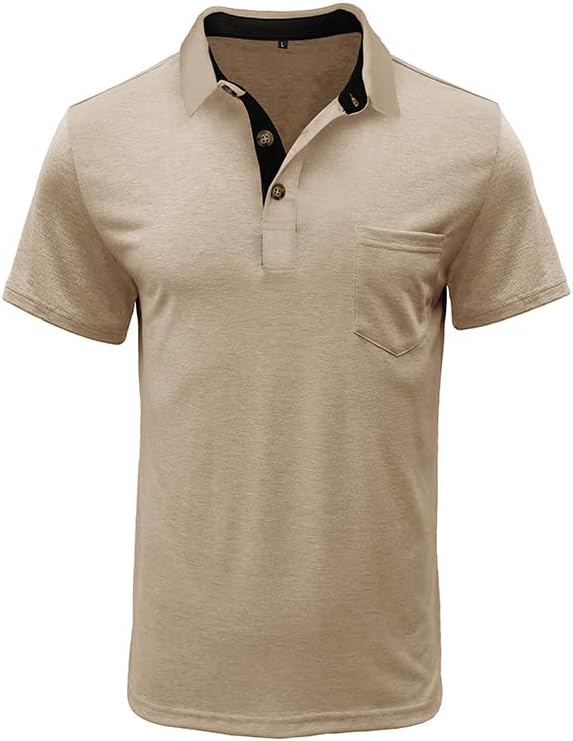 Men's Classic Cotton Polo Shirt Short Sleeve Button Golf Tee