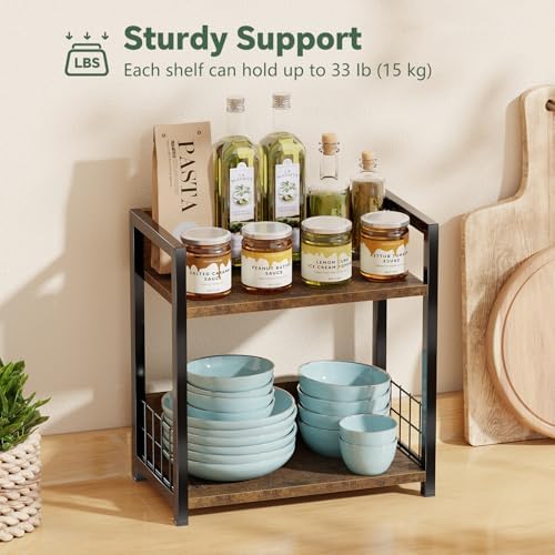 Simple Trending Countertop Shelf Organizer, 2 Tier Kitchen Spice Rack, Coffee