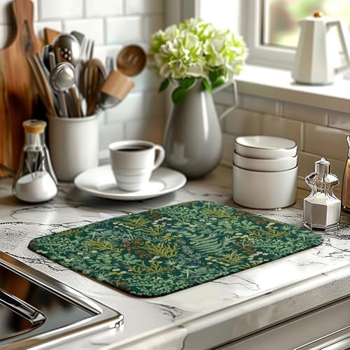 Dark Green Plant Dish Drying Mat